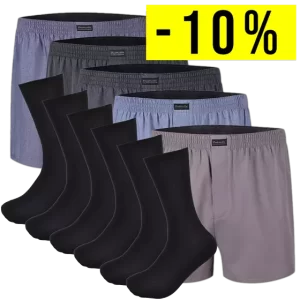 6 Soft Top Bambus Strømper og 5 Klassiske Boxershorts uden mønster